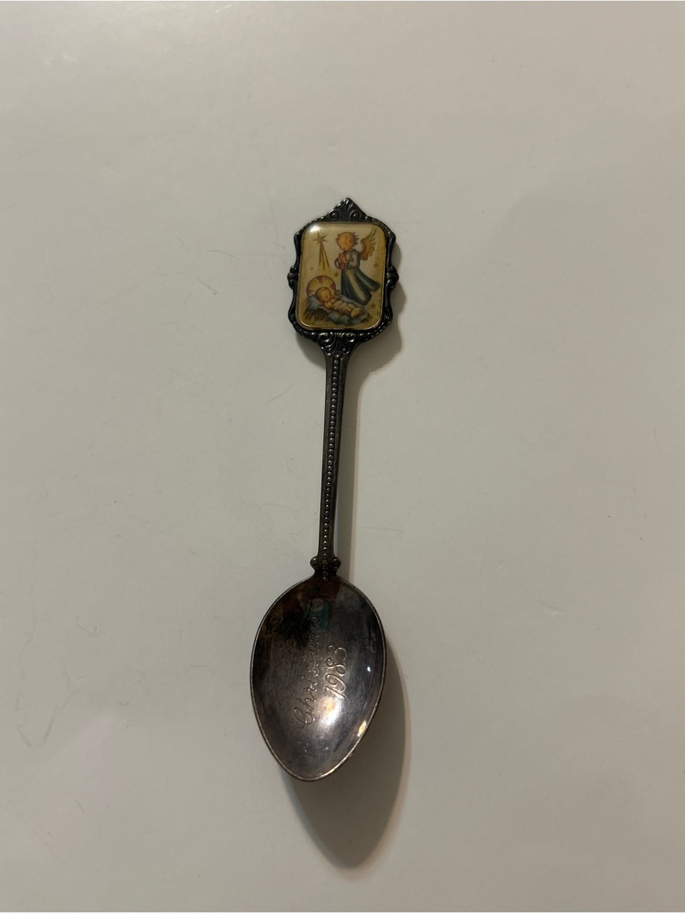 Vintage 1983 ARS Edition Hummel Christmas Silverplate Spoon Angel Baby Jesus